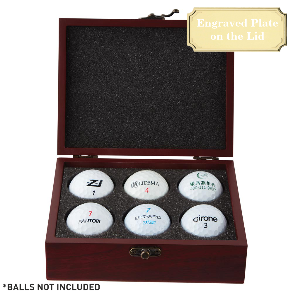 Ace 6 Golf Ball Mahogany Case (Balls Not Included)