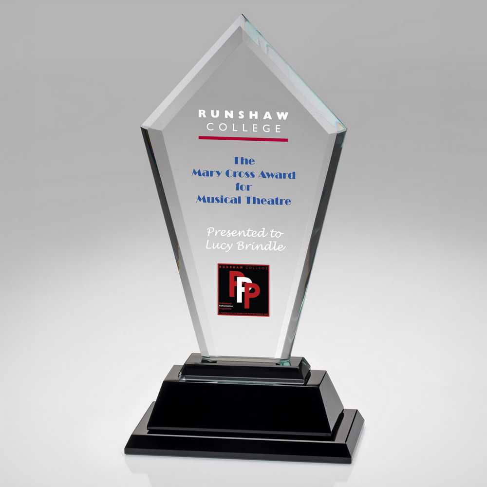 Personalised Glass Arrow Plaque Award on Black Base - With Gift Box