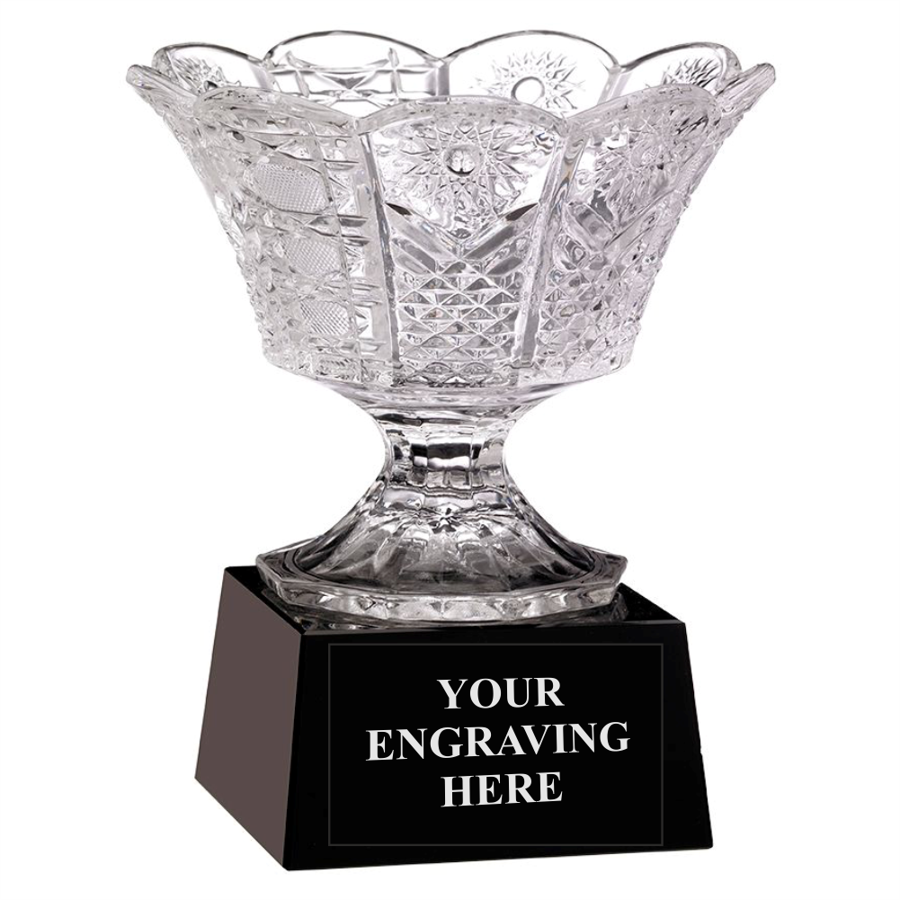 Cut Glass Bowl on Black Base Award (CLEARANCE)