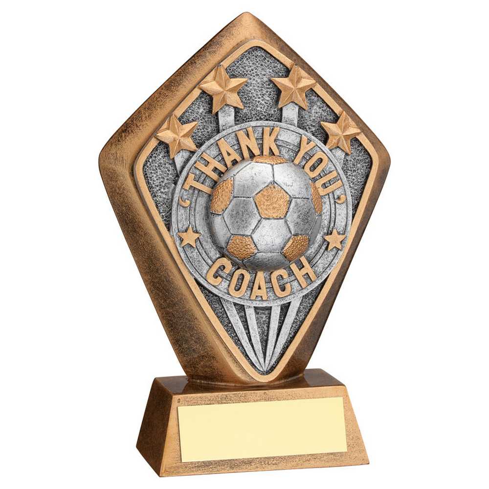 Football Thank You Coach Diamond Trophy Plaque