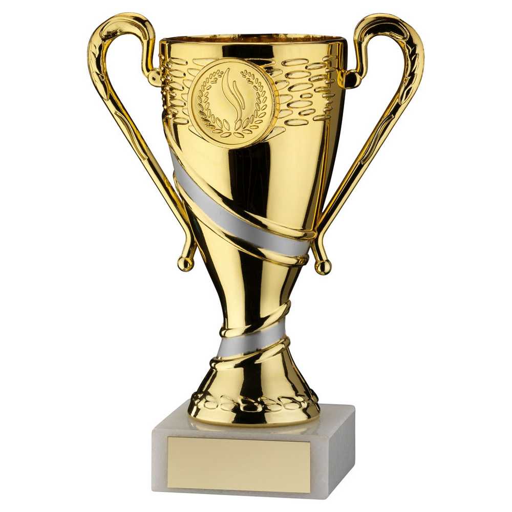 Personalised Gold Plastic Trophy Cup on Marble Base