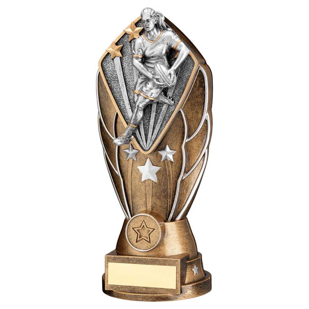 Womens Rugby Figurine Diamond Column Trophy