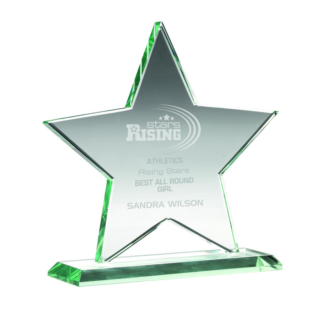 Engraved Jade Glass Star Award (CLEARANCE)