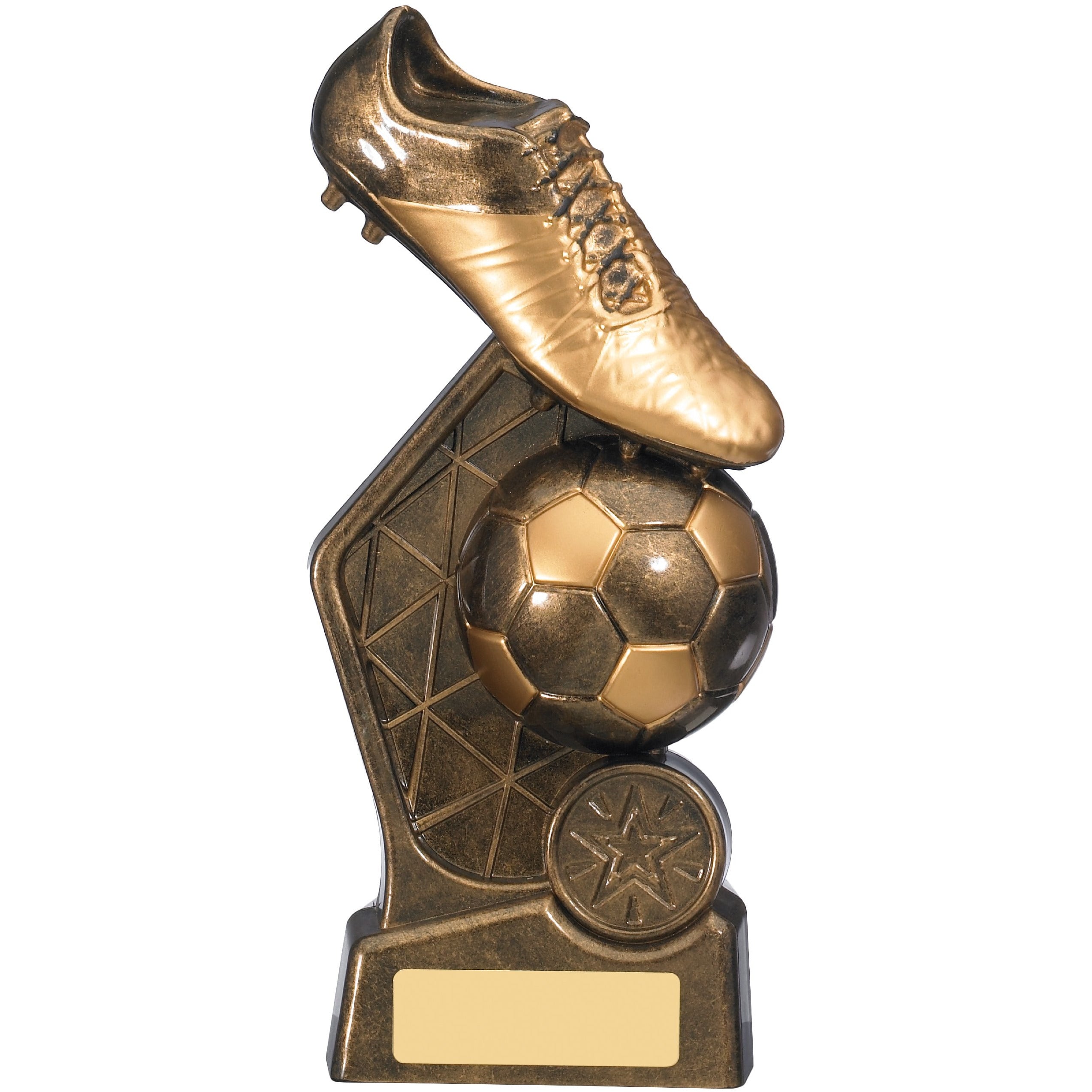 Hex Football Ball & Boot Trophy - Gold (CLEARANCE)