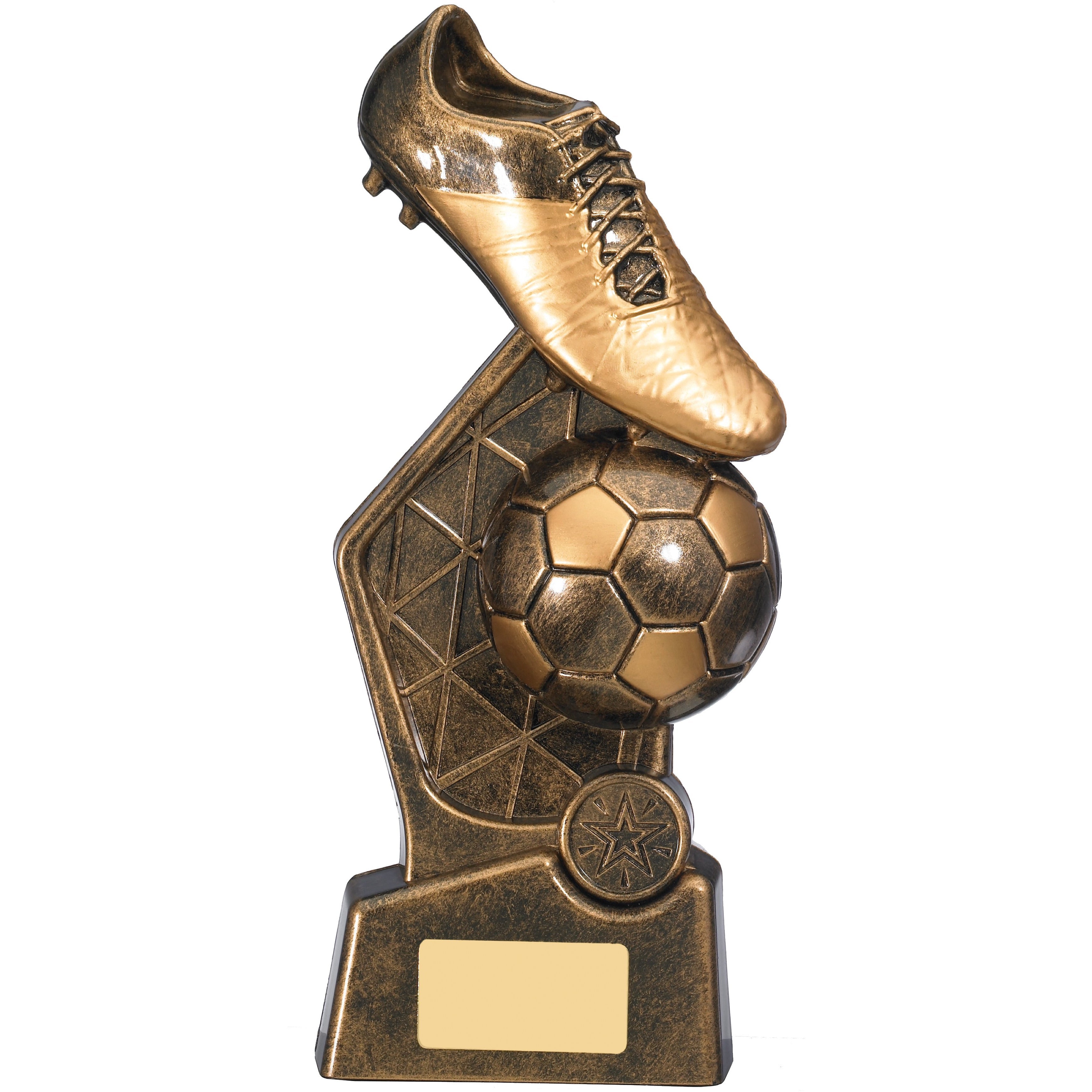 Hex Football Ball & Boot Trophy - Gold (CLEARANCE)