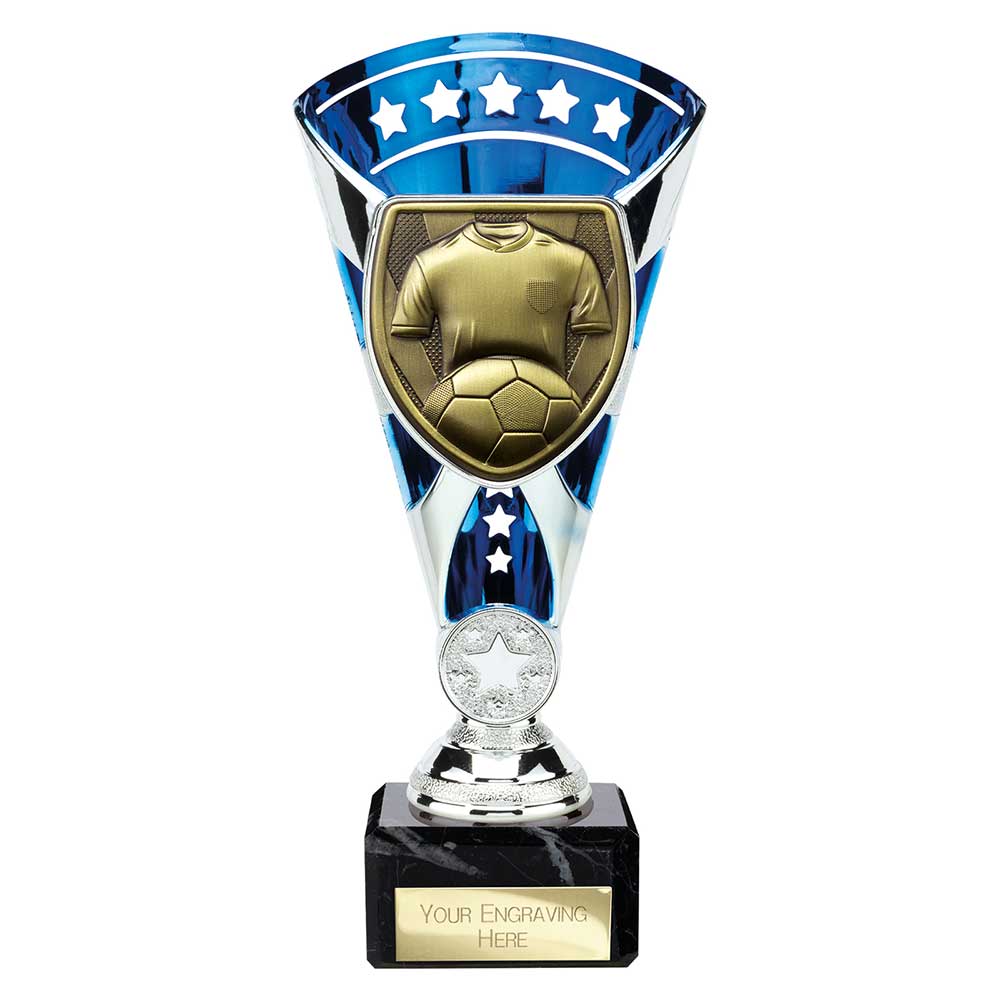 Cobra Trophy Cup Football Shirt & Ball (Silver/Blue)
