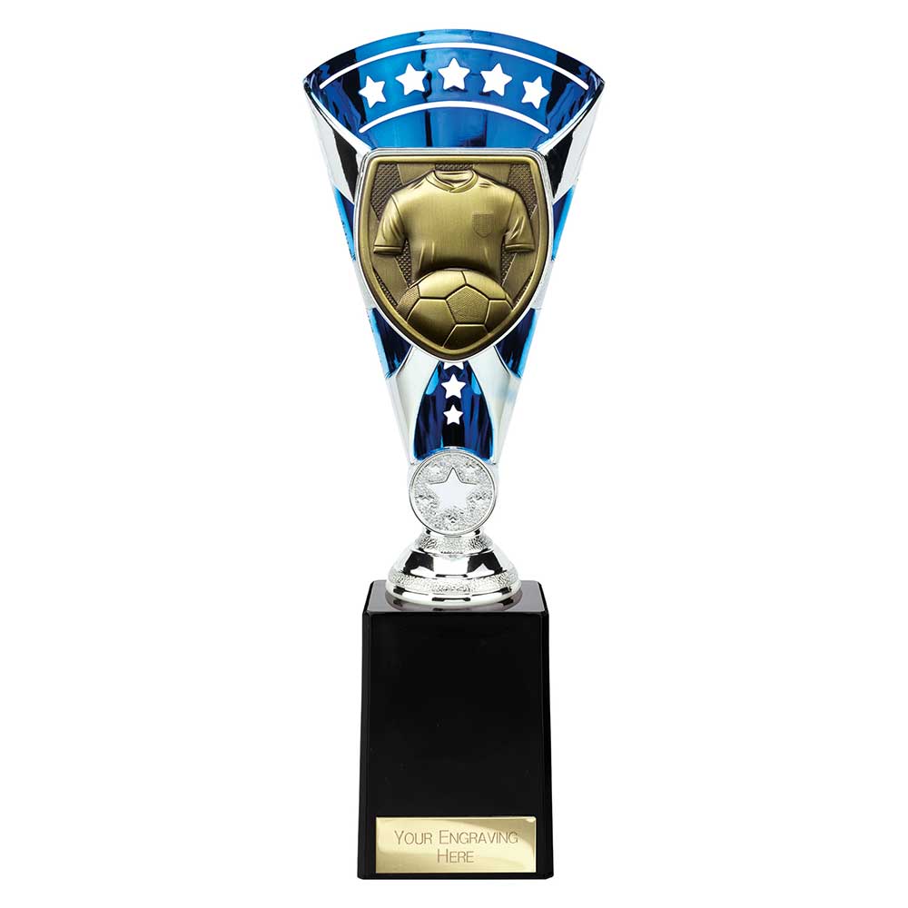 Cobra Trophy Cup Football Shirt & Ball (Silver/Blue)