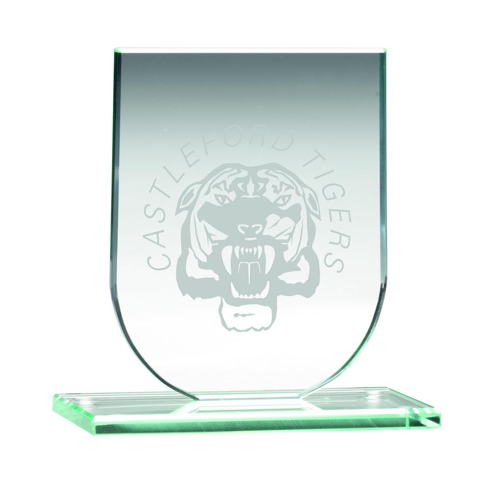 Jade Glass Shield Plaque Award (CLEARANCE)