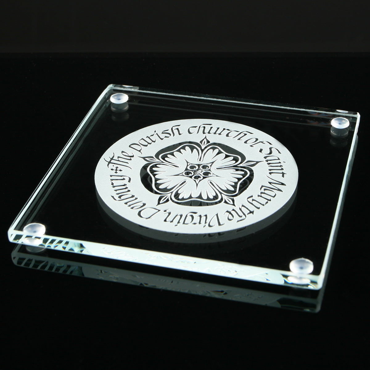 90 X 90 X 5mm Plain Square Glass Coaster, White Box (available with engraving)