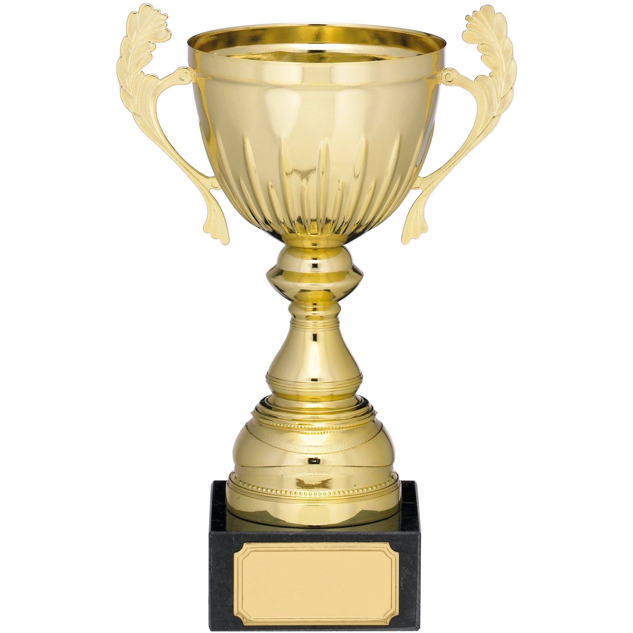 Gold Metal Cup Trophy with Handles on Marble Base