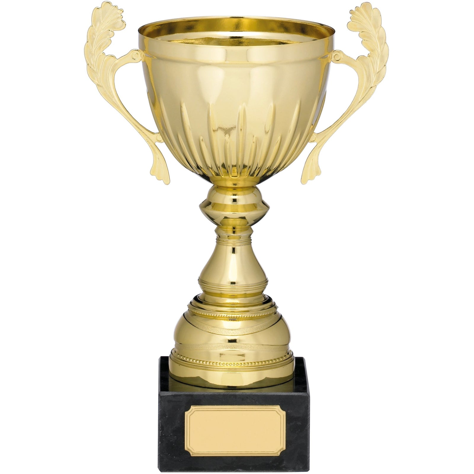 Gold Metal Cup Trophy with Handles on Marble Base