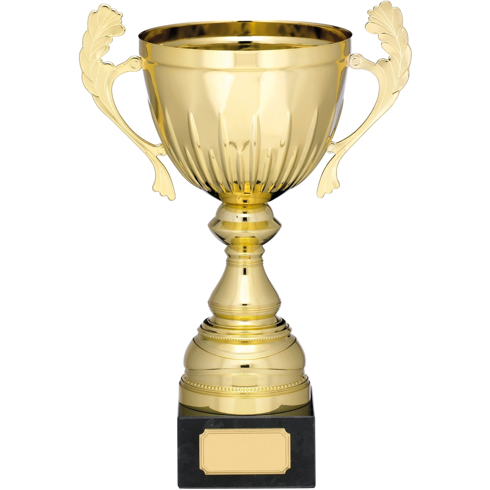 Gold Metal Cup Trophy with Handles on Marble Base