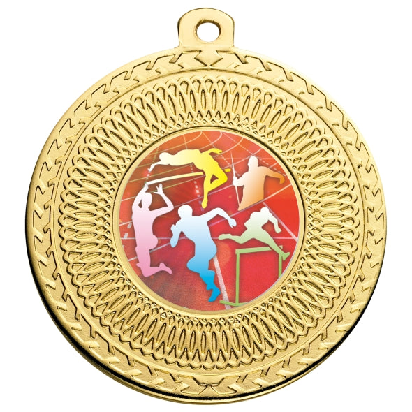 Athletics Male Gold Swirl 50mm Medal