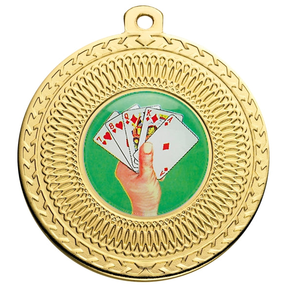 Cards Gold Swirl 50mm Medal