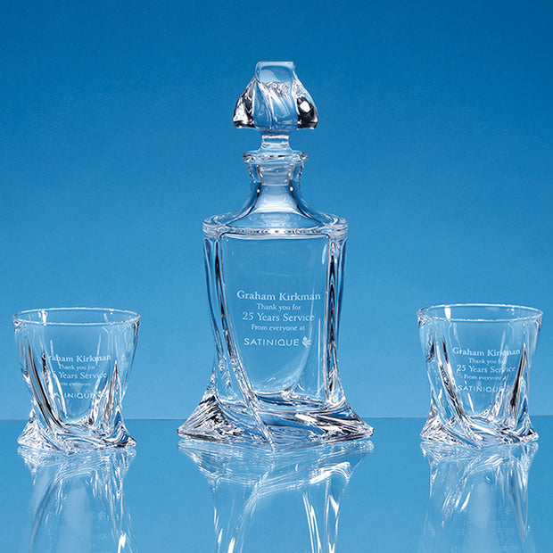 Personalised Lead Crystal Quatro Whisky Set with Gift Box