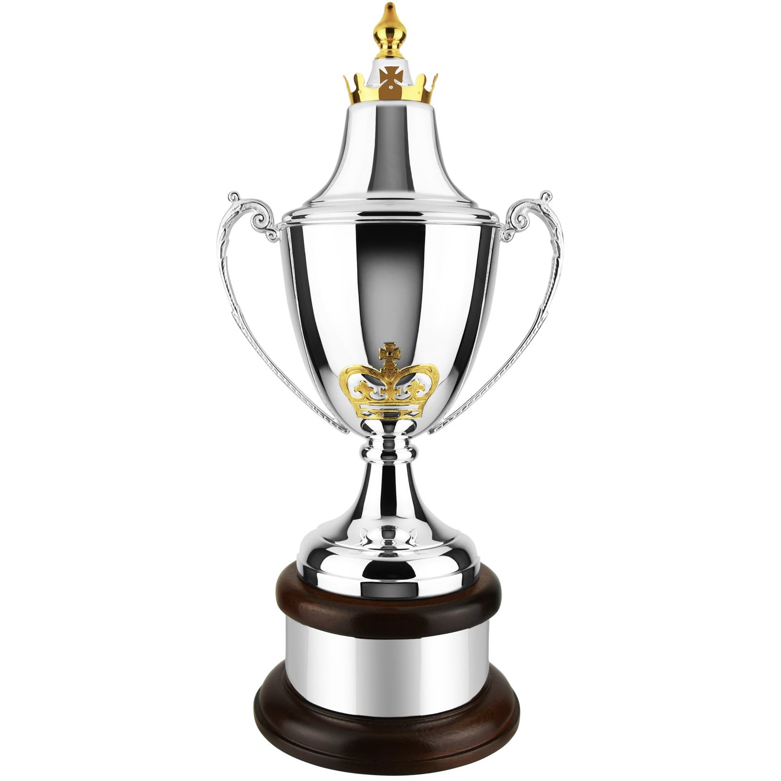 17in Ultimate Regal Silver Plated Cup (Gold Crown Detailing) With Lid