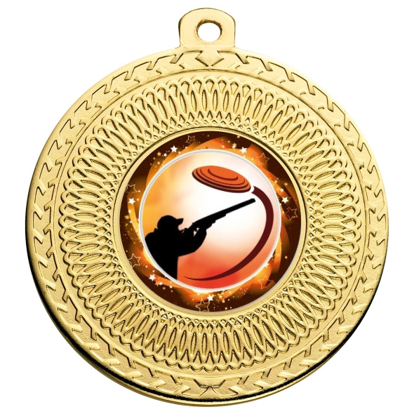 Clay Pigeon Gold Swirl 50mm Medal