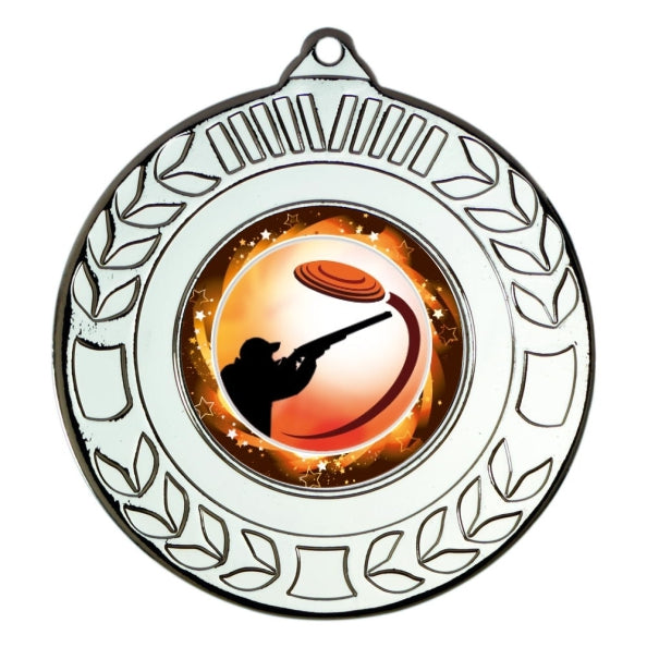 Clay Pigeon Silver Laurel 50mm Medal