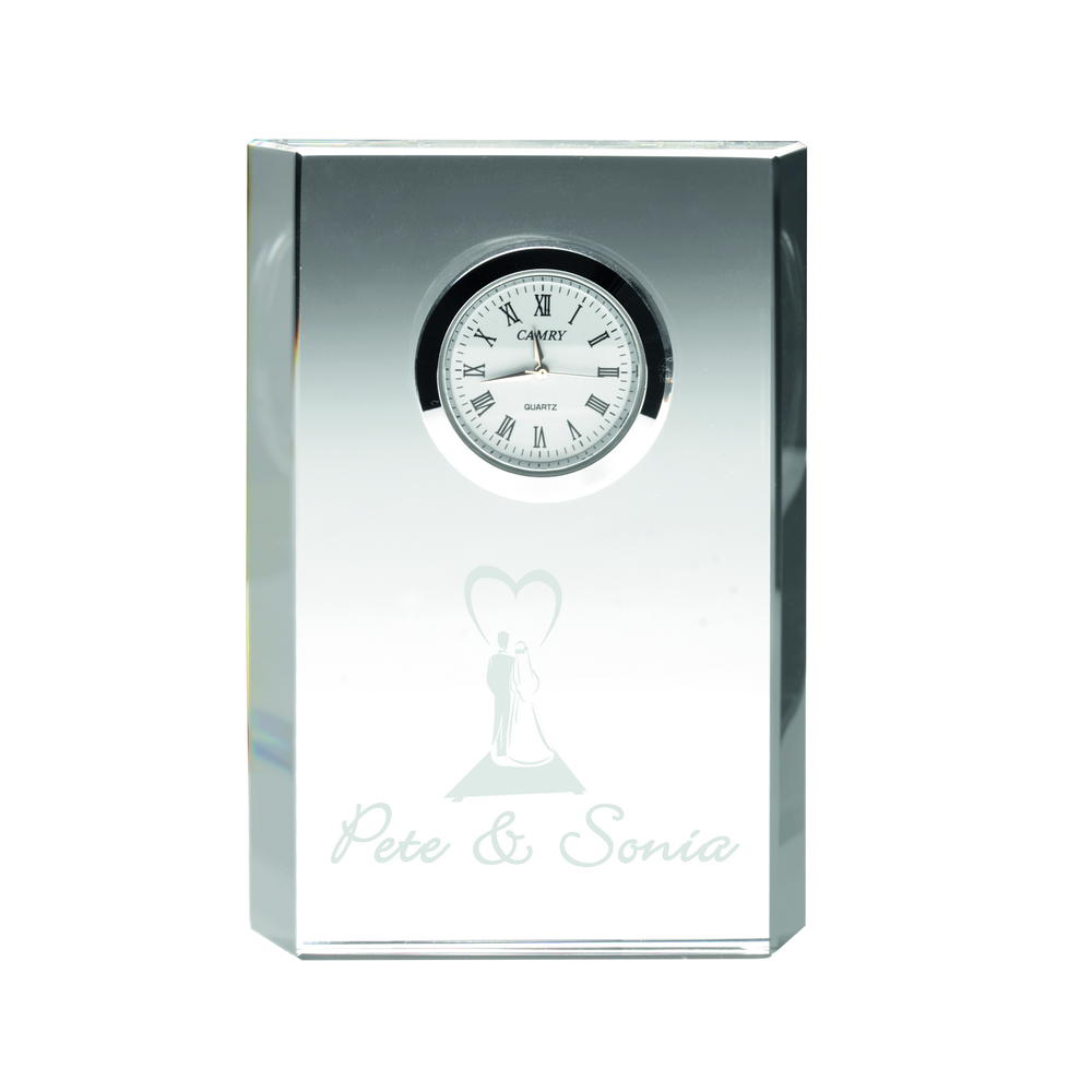 Personalised Clear Glass Rectangle Clock - 4.75in