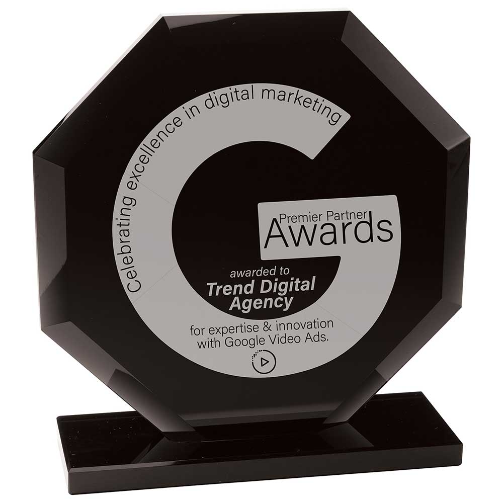 Octave Octagonal Glass Award - Jet Black