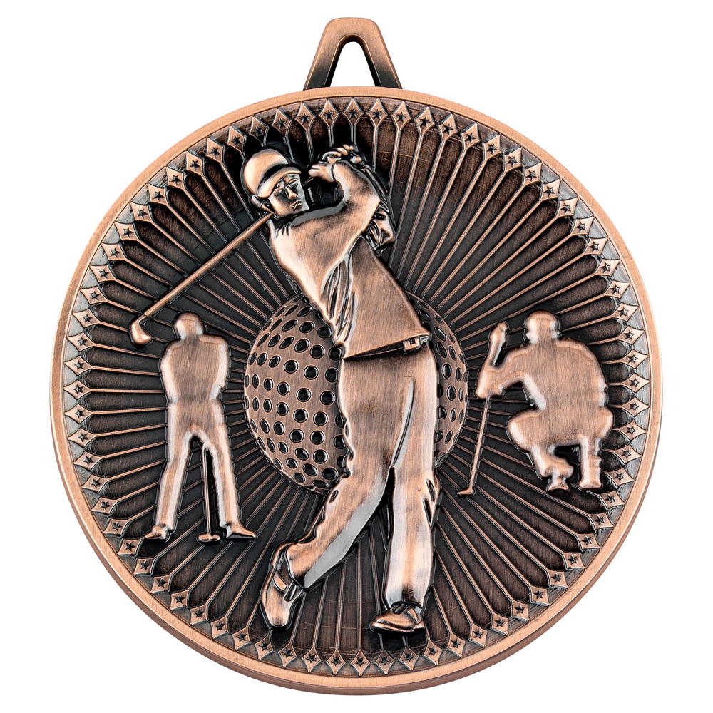 Golf Deluxe Medal - Bronze 2.35in