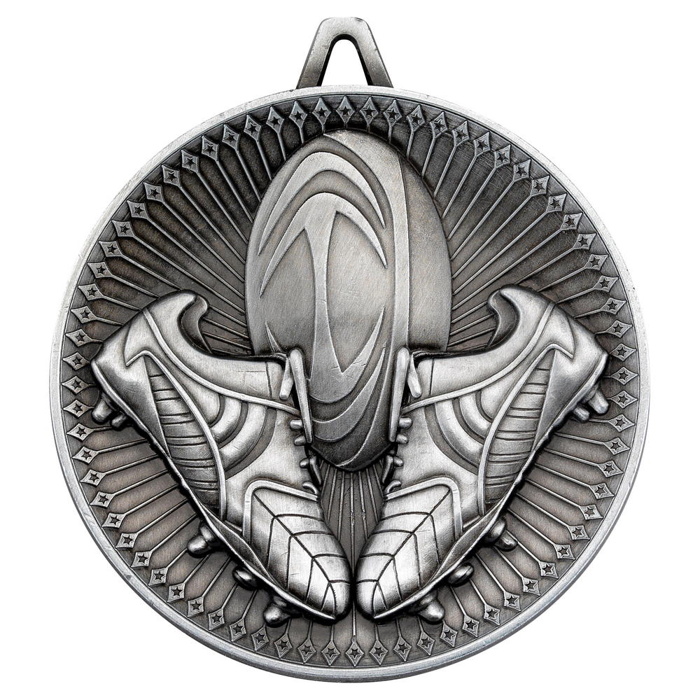 Rugby Deluxe Medal - Antique Silver 2.35in