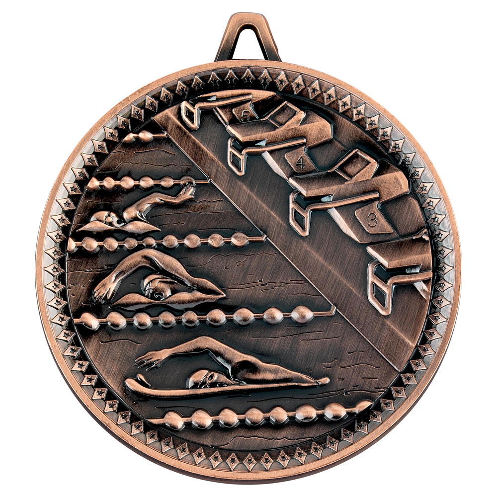 Swimming Deluxe Medal - Bronze 2.35in