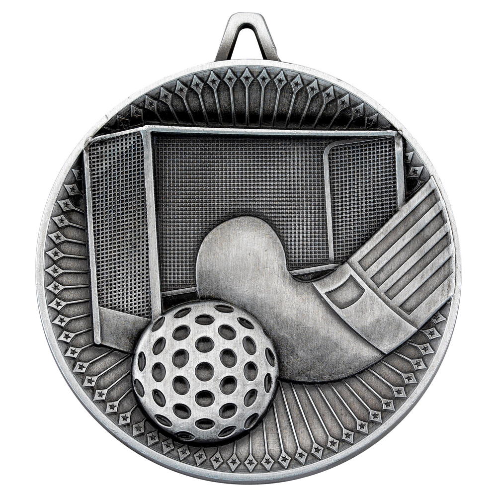 Hockey Deluxe Medal - Antique Silver 2.35in