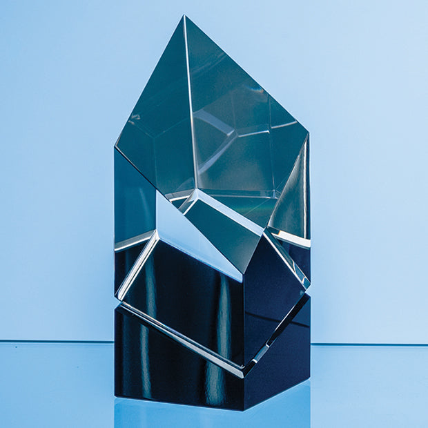 Clear & Black Crystal Facetted Prism Award