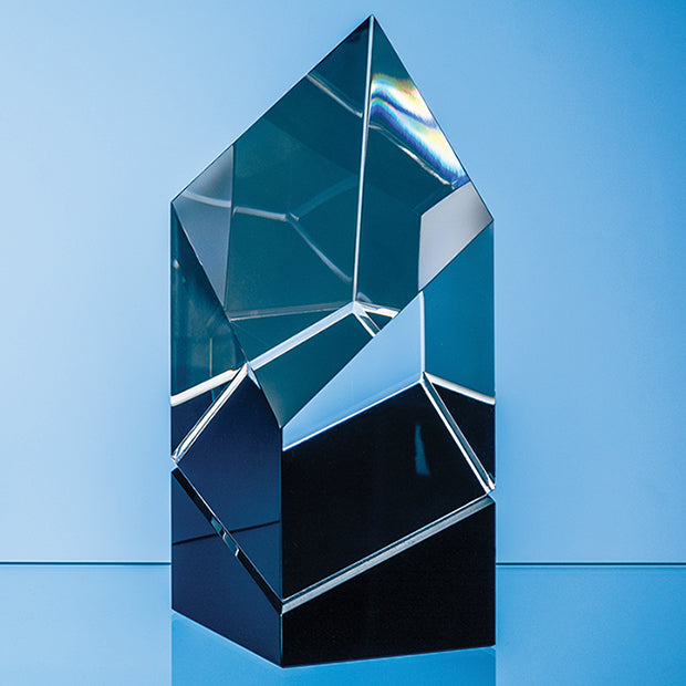 Clear & Black Crystal Facetted Prism Award