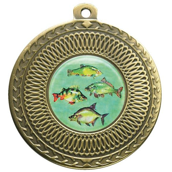 Fresh Water Fishing Bronze Swirl 50mm Medal