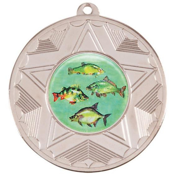 Fresh Water Fishing Silver Star 50mm Medal
