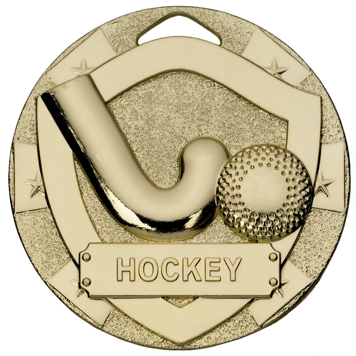 Hockey Mini Shield Medal 50mm Gold