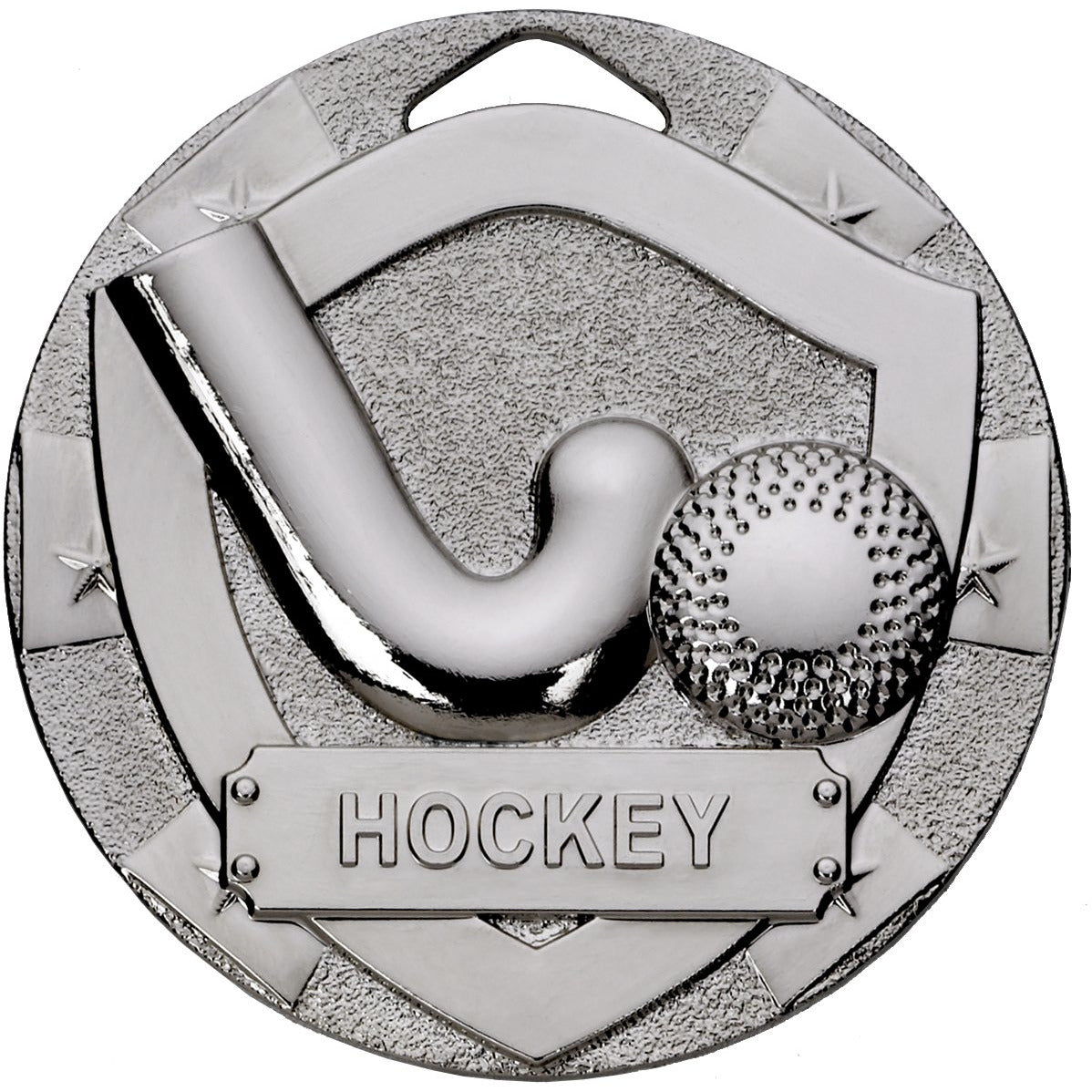 Hockey Mini Shield Medal 50mm Silver