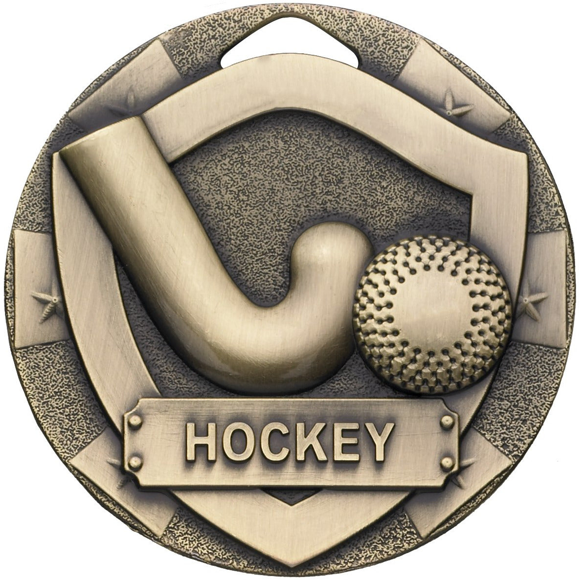 Hockey Mini Shield Medal 50mm Bronze