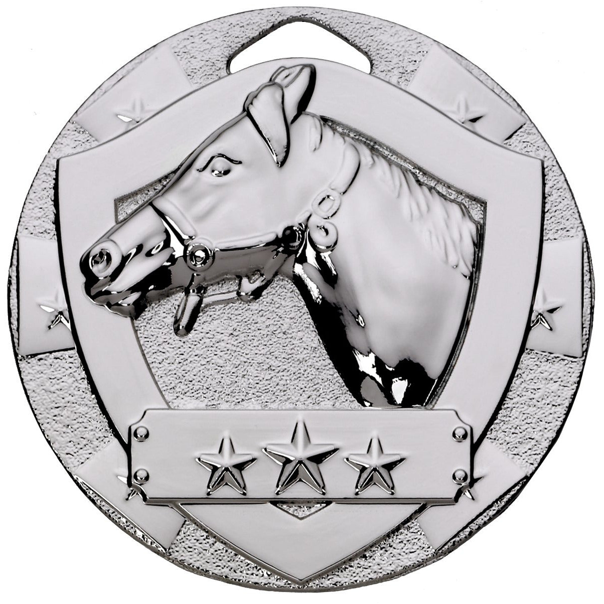 Equestrian Mini Shield Medal 50mm Silver