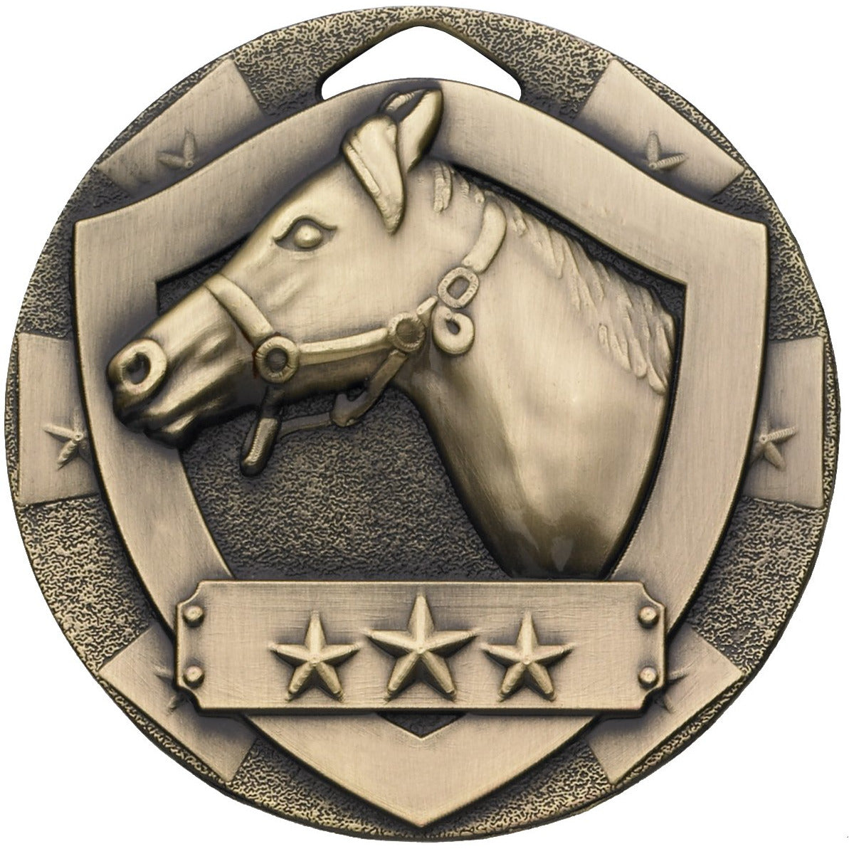Equestrian Mini Shield Medal 50mm Bronze