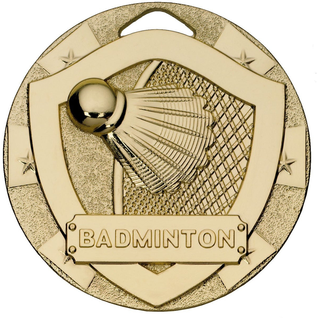 Badminton Mini Shield Medal 50mm Gold