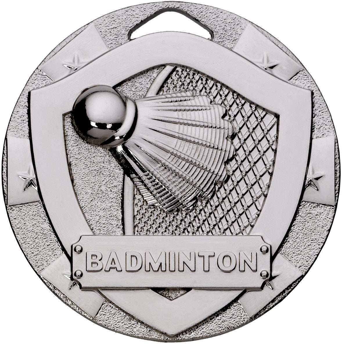 Badminton Mini Shield Medal 50mm Silver