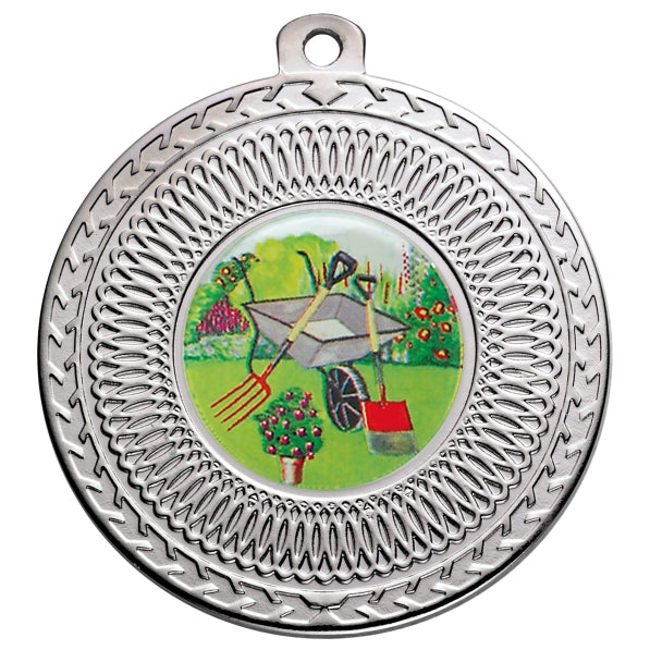 Gardening Silver Swirl 50mm Medal