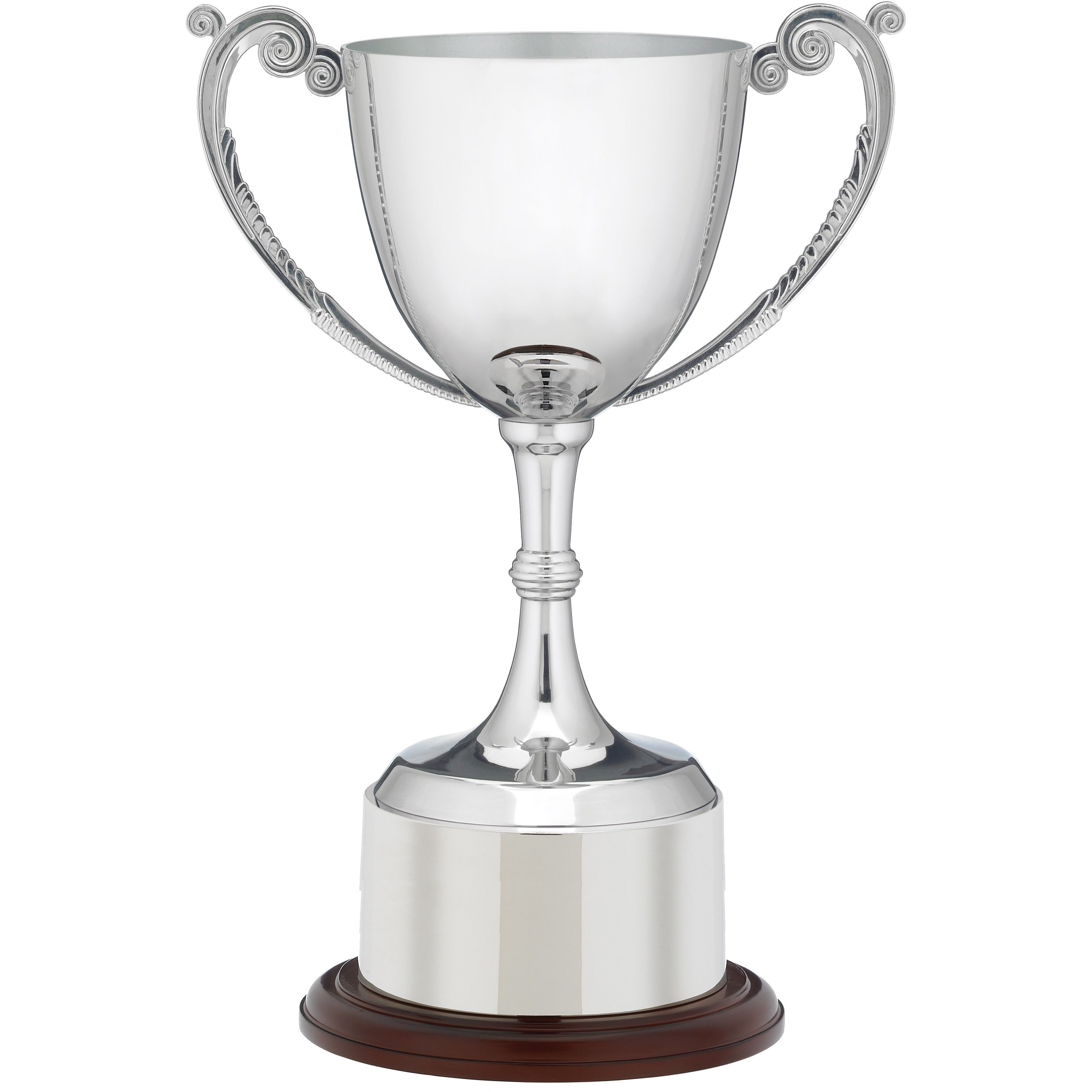 Recognition Silver Nickel Plated Presentation Cup with Wooden Base and Plinth Band 31cm (12.25")