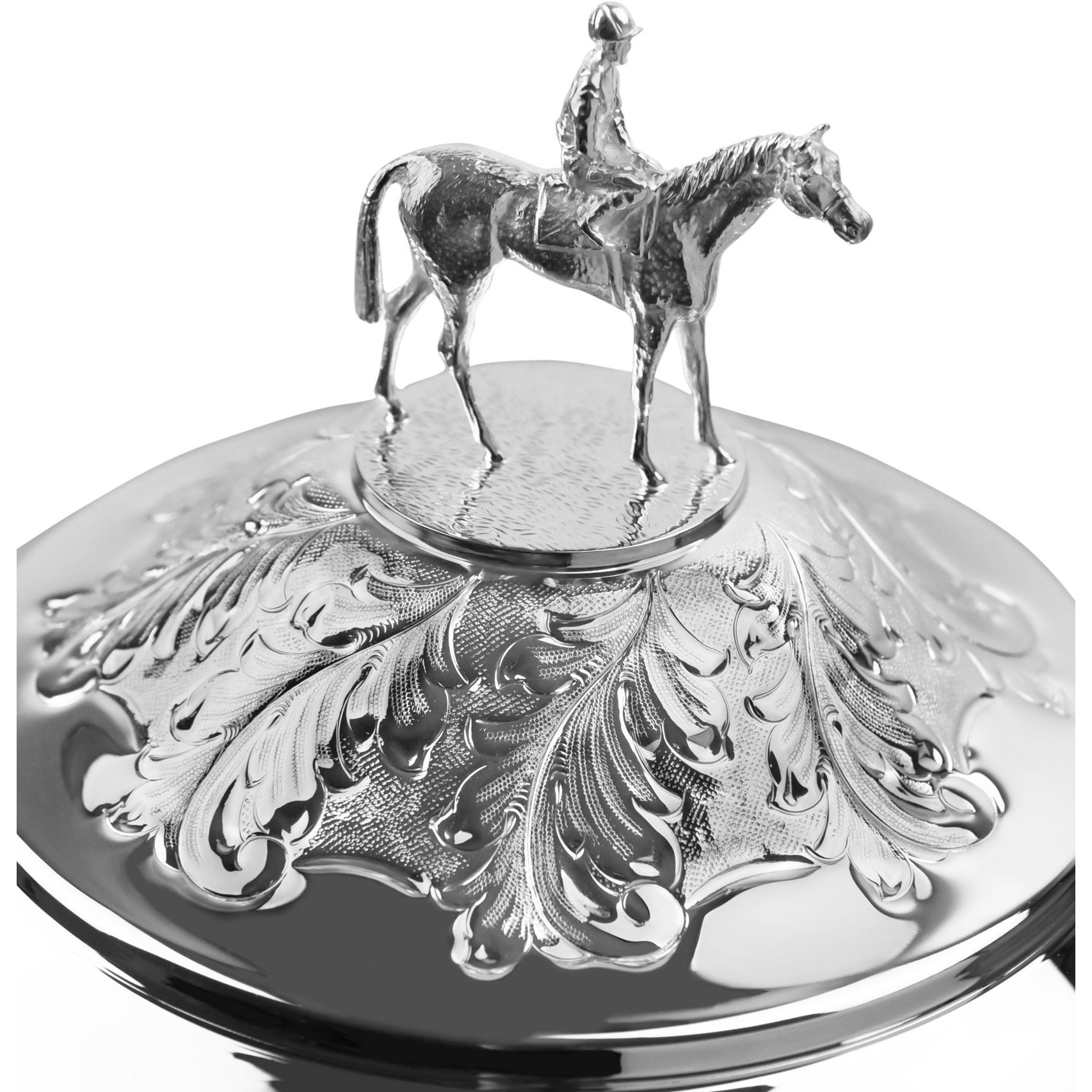 Imperial 23in Hand-Chased Silver Plated Cup - Horse And Jockey Lid