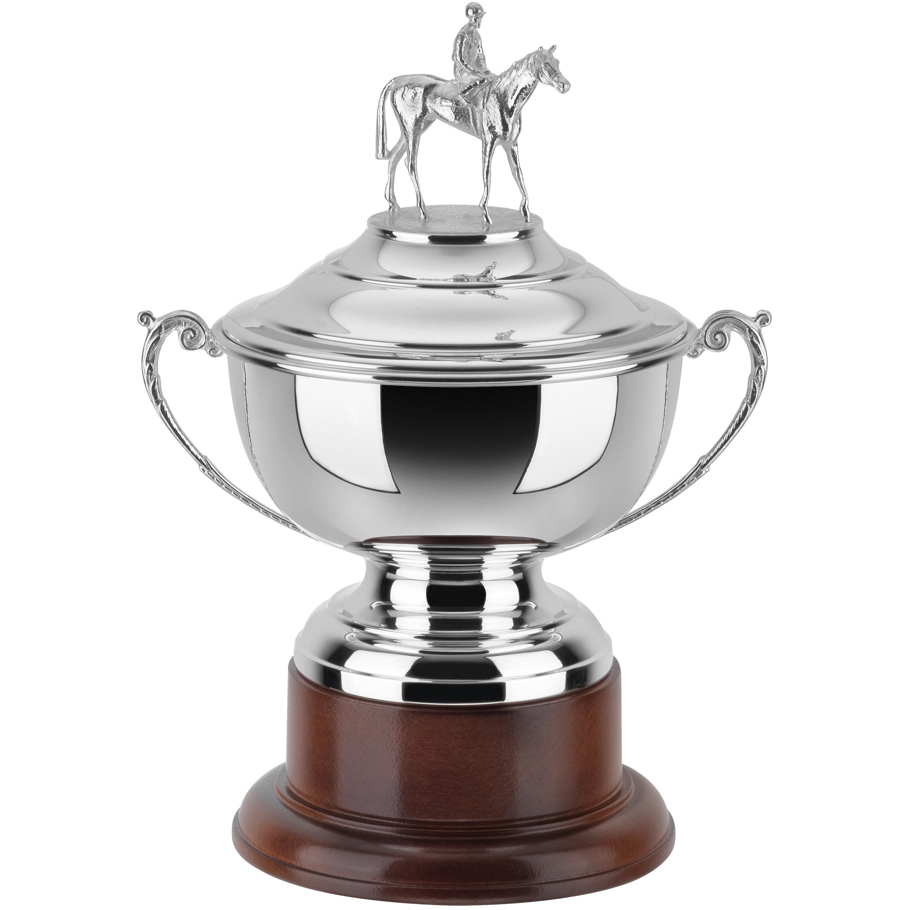 Silver Plated Cup With Horse & Jockey Lid 12.5in