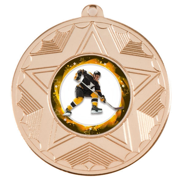 Ice Hockey Gold Star 50mm Medal