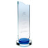 Personalised Clear/Blue Glass Award on Round Base