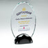 Colour Print Personalised Clear Glass Oval Plaque Award (10mm Thick) on Black Metal Base