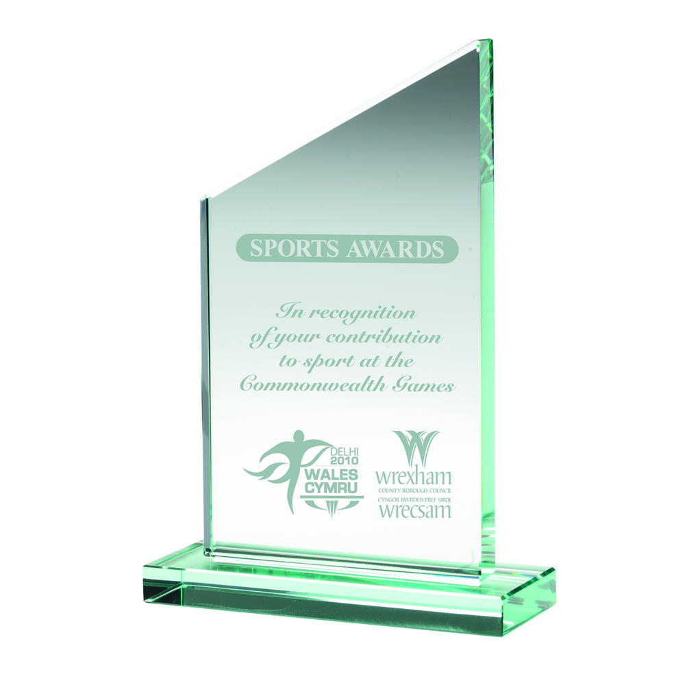Personalised Jade Glass Award - Sloped Top Plaque
