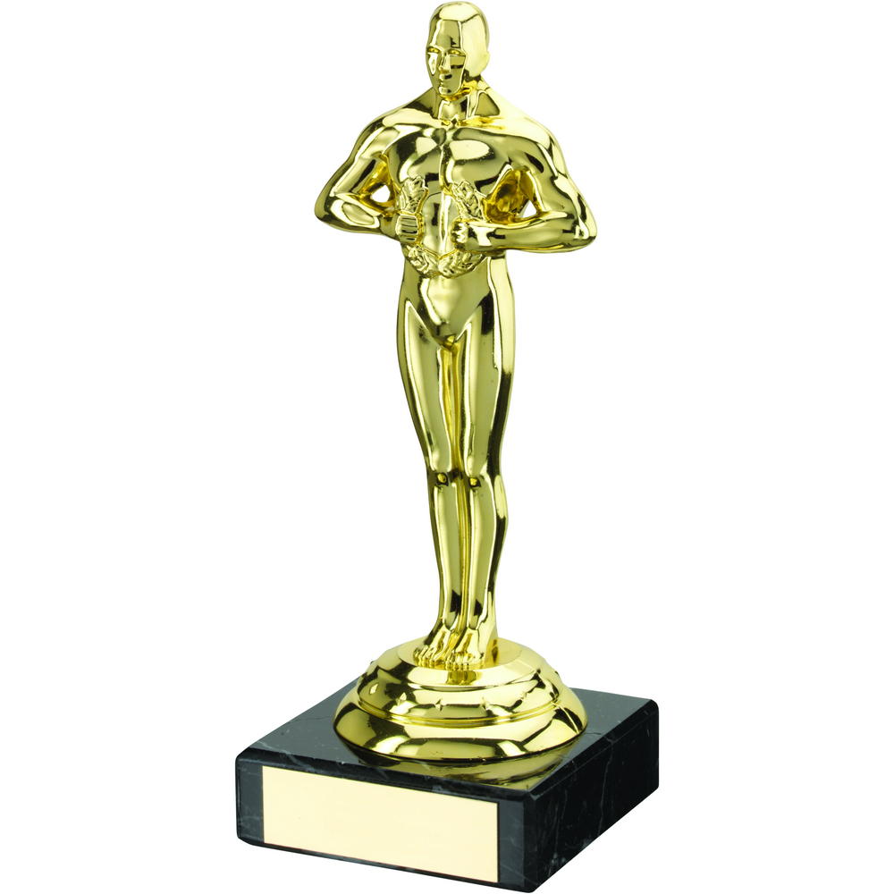Hollywood Achievement Trophy - Gold Plastic Statue on Marble Base