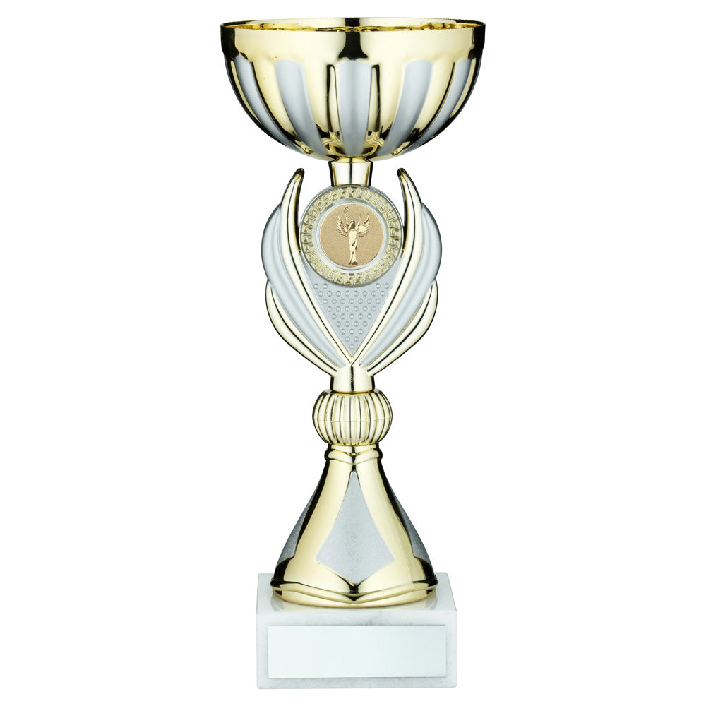 Gold/Silver Trophy Cup with Winged Detail Stem