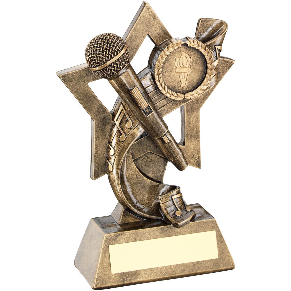 Bronze/Gold Music On Star Backdrop Trophy - (1in Centre) 5.75in